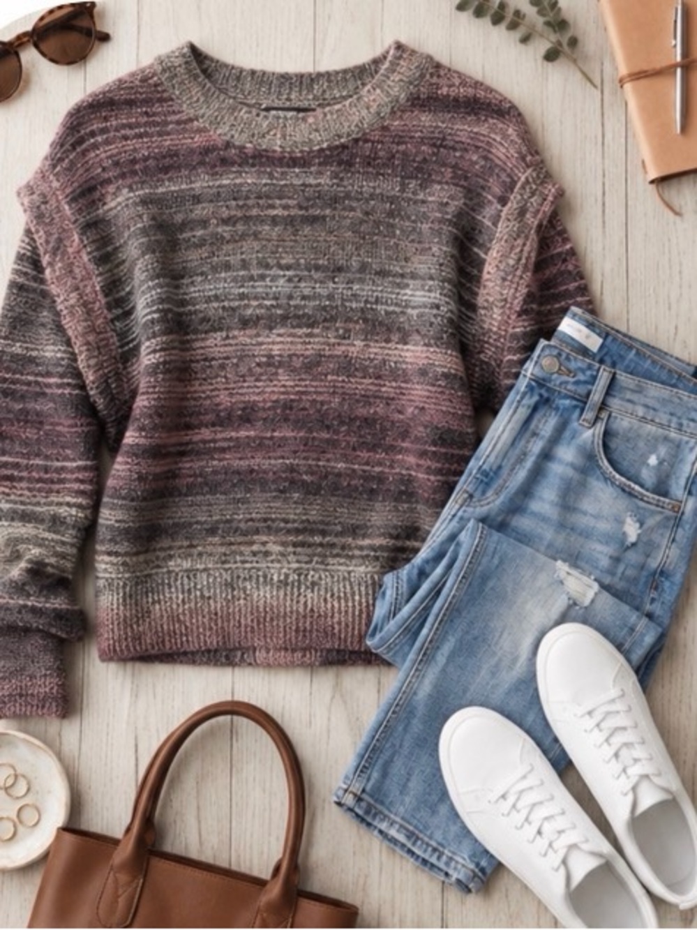 Treasure & Bond Striped Crewneck Sweater ombré XL NWT